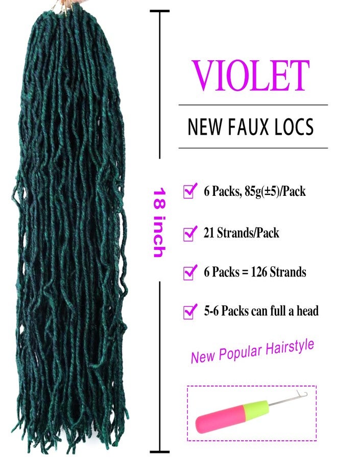 VIOLET 18 Inch Faux Locs Crochet Hair 6 Packs Soft Locs Crochet Hair M1B/Green Crochet Hair for Black Women Synthetic Crochet Braids Hair Extensions (18Inch, 6Packs, M1B/Green) - Image 2
